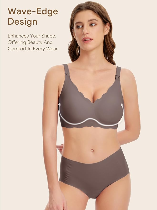 Angelhood Nursing Bras for Breastfeeding Ultra Comfort Seamless Maternity Bra Wireless Pregnancy Bralette with Bra Extender