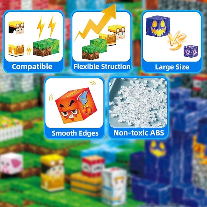 150Pcs Sky City Magnetic Building Blocks Set, Kids Sensory Toy for Toddlers STEM Learning, Stacking Magnets for Kids，0.8" Large Size