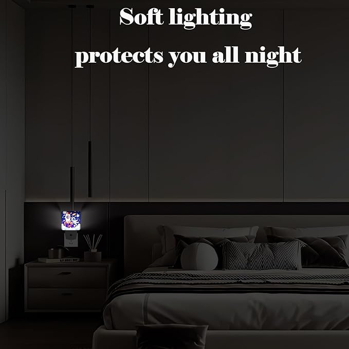 Rocket and Astronaut Night Light,Plug-in Night Lights with Dusk to Dawn Sensor for Stairway,Hallway,Bedroom Sleep Friendly Ideal for Women/Girls/Boys Gift,0.5w