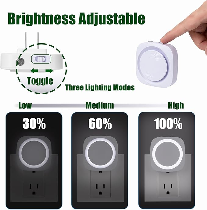 White Night Lights Plug in to Wall,4 Packs Dimmable Night Light with Auto Dusk to Dawn Sensor,Soft Glow Night Light for Bathroom, Bedroom,Hallway, Stairs, Kitchen,White