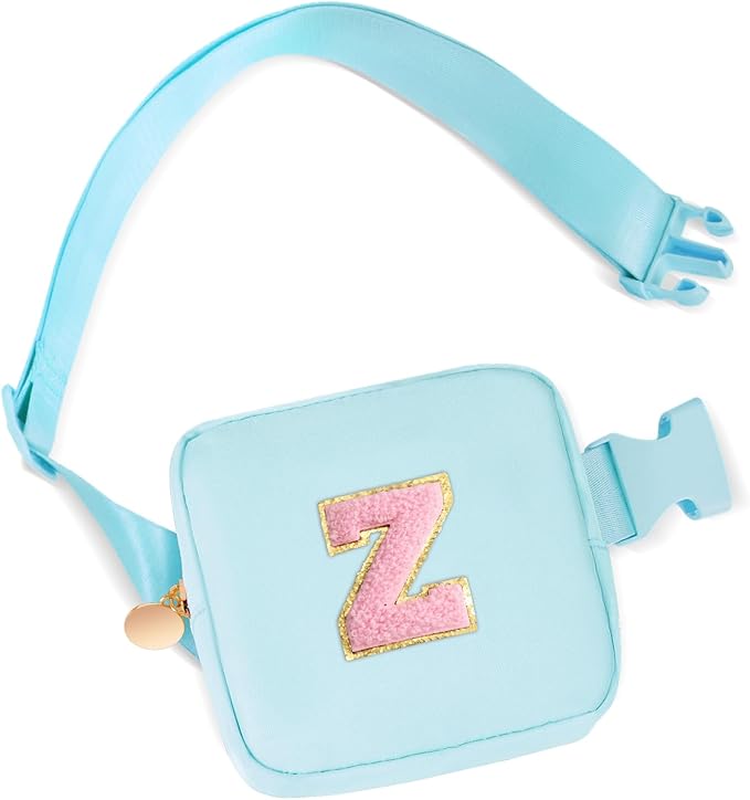Mini Belt Bag Fanny Pack with Initials Letter Patch Small Crossbody Bags Cute Stuff Birthday Gifts for Teenager Girls Trendy Stuff for Teens - Z,Blue