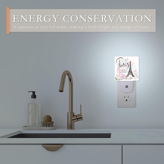 Eiffel Tower Night Light,Paris Night Lights Plug into Wall for Boys Girls Bedroom Decorative Half Round Nightlight Led Lamp 0.5W Sleep Friendly