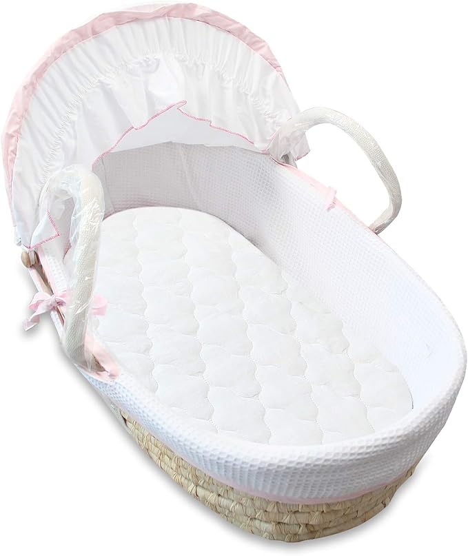 Waterproof Mattress Protector, Quilted Mattress Cover for Moses Basket Mattress & Silver Cross Stroller Bassinet Mattress, 2 Pack, Ultra Soft Surface, White