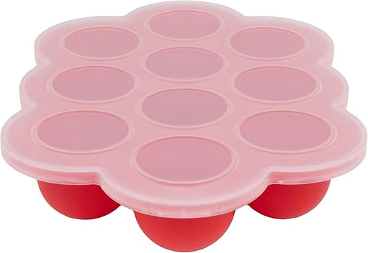WeeSprout Silicone Baby Food Freezer Tray with Clip-on Lid - Perfect Storage Container for Homemade Baby Food, Vegetable & Fruit Purees, and Breast Milk (Bright Red, Ten 1.5 Ounce Sections)