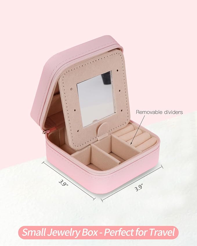 Monogrammed Gifts for Women - Jewelry Case for Women Trendy Jewelry Box Fashion Cute Jewelry Organizers and Storage Aesthetic,Travel Essentials Birthday Gifts for Girls Women | Pink,H