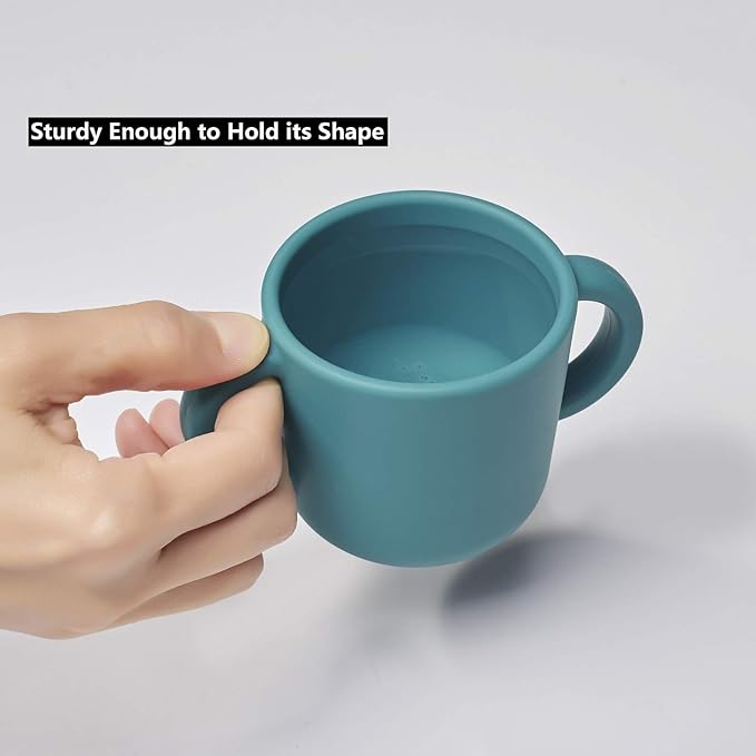 Silicone Training Cup for Infants, Toddler Learning Cup with Two Handles, Baby Open Cup 5oz, 6months+ (Gray)