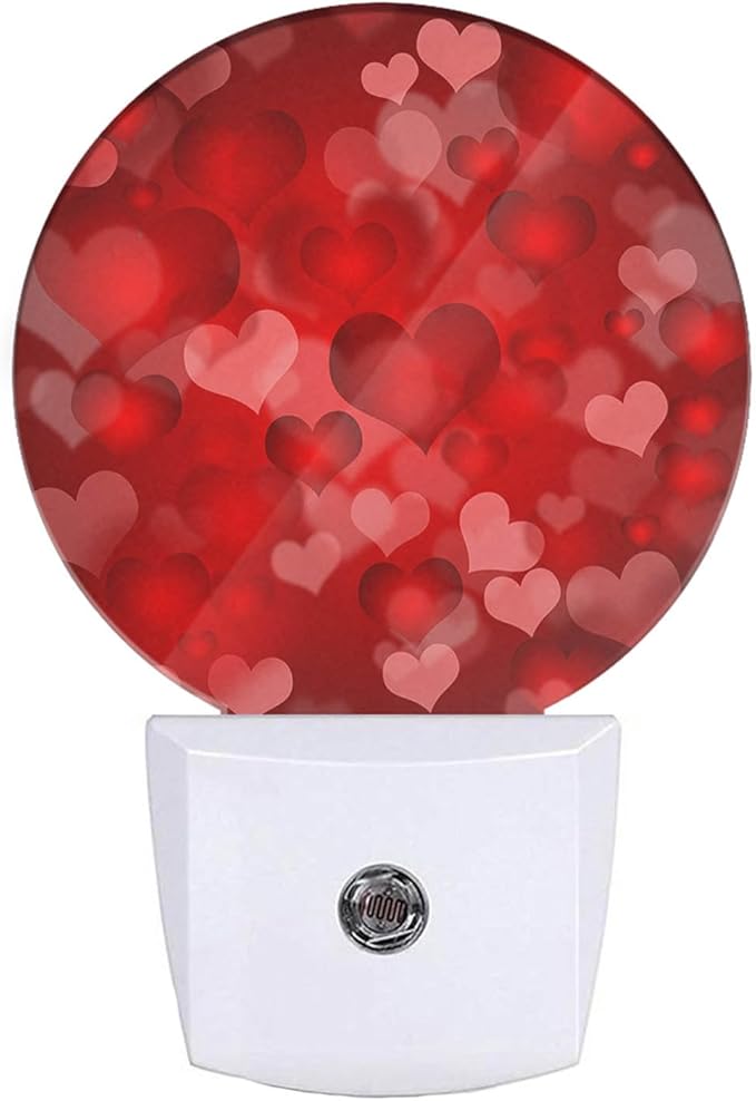 EKOBLA Red Hearts Night Lights Plug into Wall Romantic Red Love Heart Valentines Design Plug-in Nightlights Home Auto Sensor LED Dusk to Dawn Light for Bedroom Bathroom Kitchen Corridor