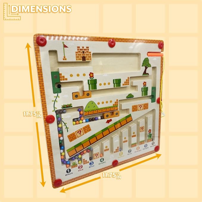 JDS Mushroom House Color and Number Maze - Magnetic Wooden Puzzle Toy for Counting, and Color Recognition - Early Education Children's Fine Motor Learning Activities