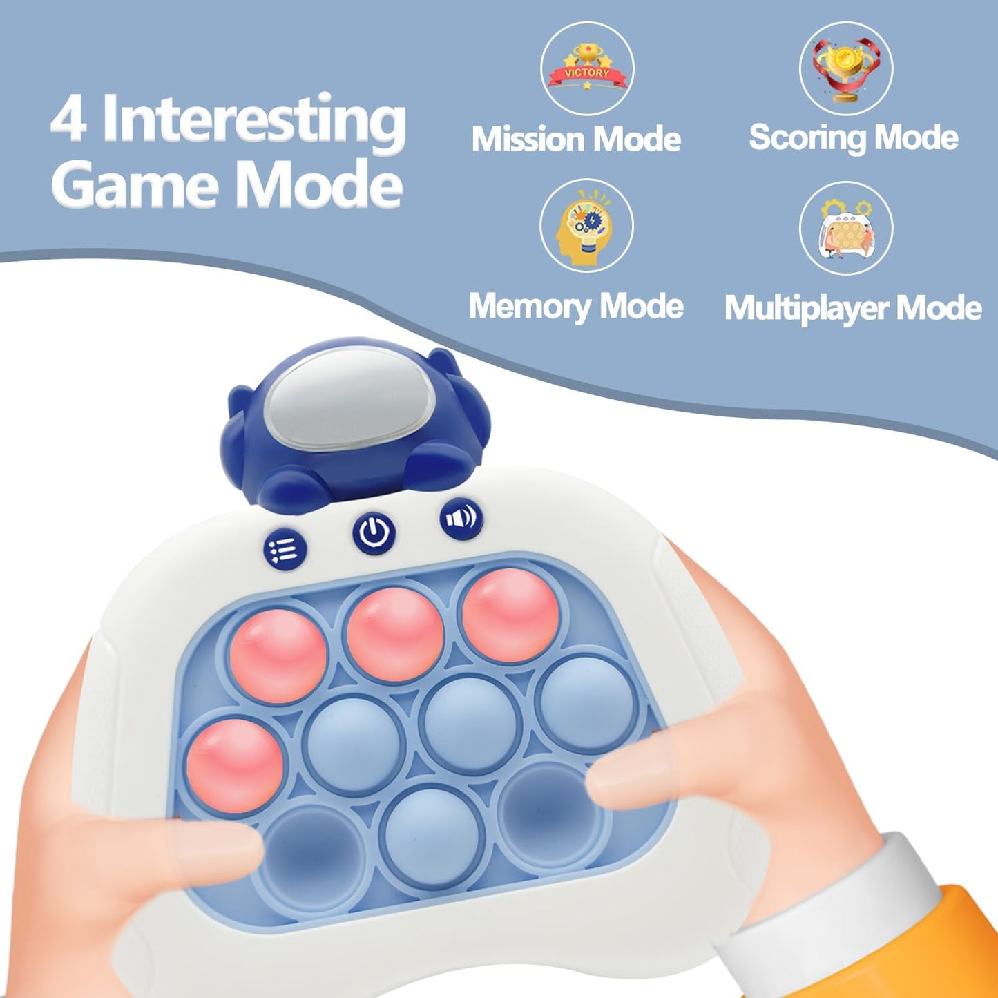 Pop Fidgets Game Toys,Handheld Speed Pushing Game Machine,Quick Push Game,Fidget Game Toy for 6 7 8 9 10 11 12 Boys Girls Teens Bear（Astronaut）