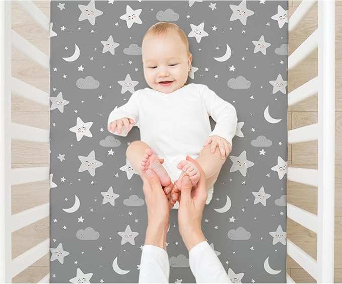 BBROLEX Baby Fitted Crib Sheets: Kid Crib Sheets - Set of 2 for Toddler Standard Size Crib Mattress for Boys and Girls - Jersey Knit Crib Bed Sheets Rainbow Stars