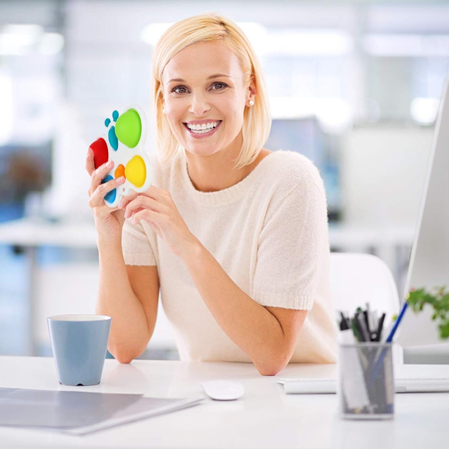 Fidget Popper Sensory Baby Toys for 6+ Months, Montessori Busy Toy for 1 2 3 Year Old Toddlers Push and Popping Bubbles Bath Toys, Travel Toys for Kids Ages 1-3 Stress Relief (Butterfly)