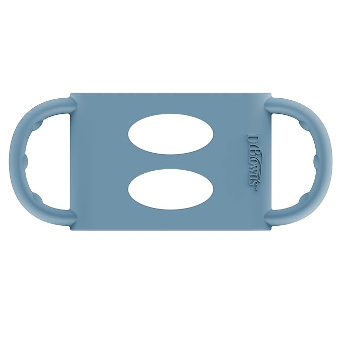 Dr. Brown's Wide-Neck Baby Bottle Handles, 100% Silicone, Easy Grip Removable Handles for Bottle to Sippy Cup Transition, Blue, 4m+