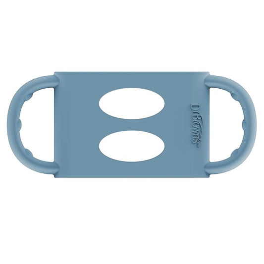 Dr. Brown's Wide-Neck Baby Bottle Handles, 100% Silicone, Easy Grip Removable Handles for Bottle to Sippy Cup Transition, Blue, 4m+