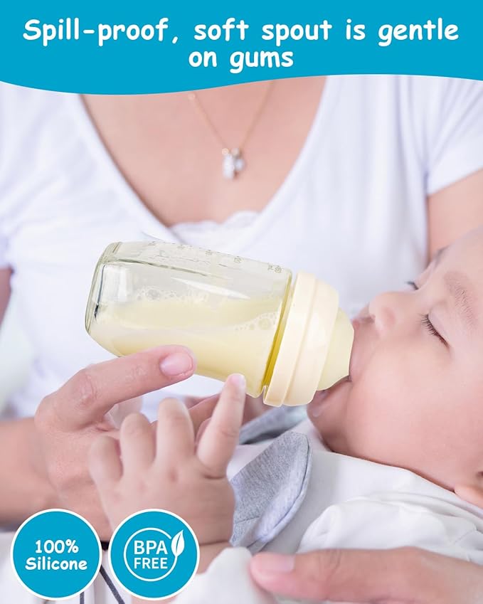 Silicone Nipple for Gulicola Natural Glass Bottle, Large Flow Nipple Level 3, 6 m+, 4 Count