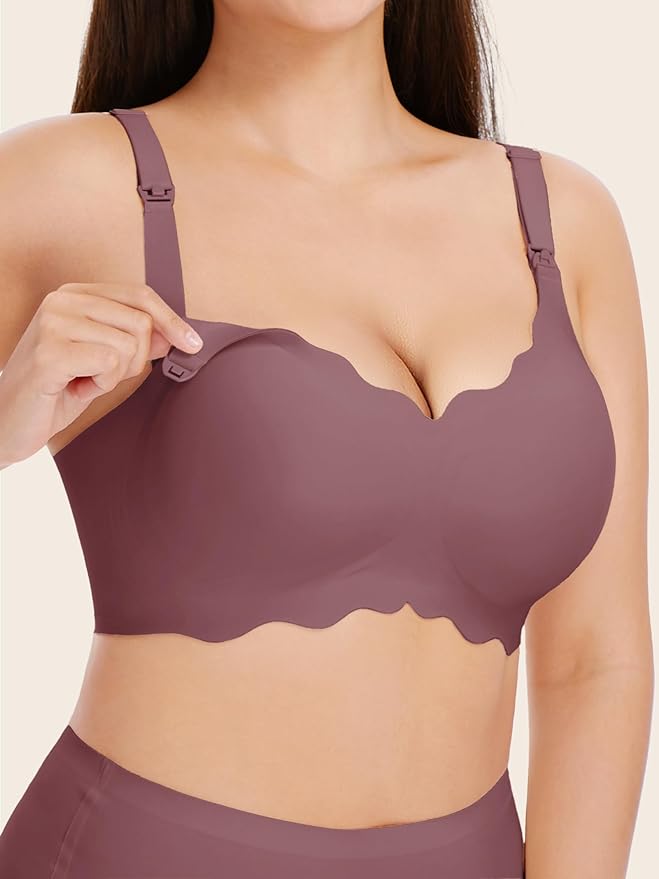 Angelhood Nursing Bras for Breastfeeding Ultra Comfort Seamless Maternity Bra Wireless Pregnancy Bralette with Bra Extender