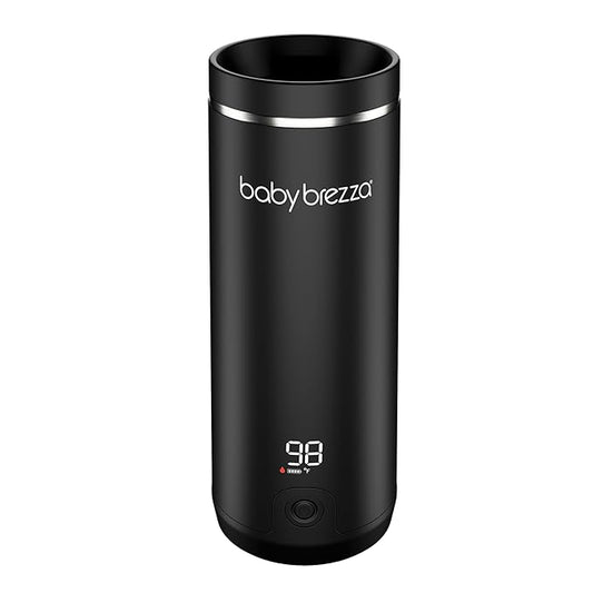 Baby Brezza Portable Warmer – 67% Faster Baby Bottle Warming - Travel Breastmilk and Formula Warmer - Safe, Even Heating - Up to 9oz - No Adapters, Black
