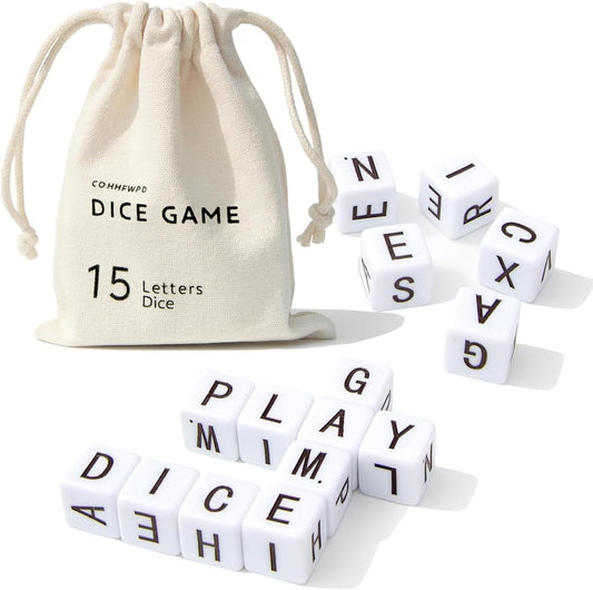 Crossword Dice Game, Word Game, Fun for Family Game Night, Festive Parties, Gatherings & On-The-Go Fun, Crossword Puzzle with 15 Large Letter Dice