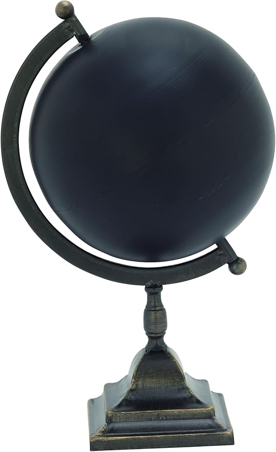 Deco 79 Industrial Metal Round Globe, 11" x 10" x 18", Black