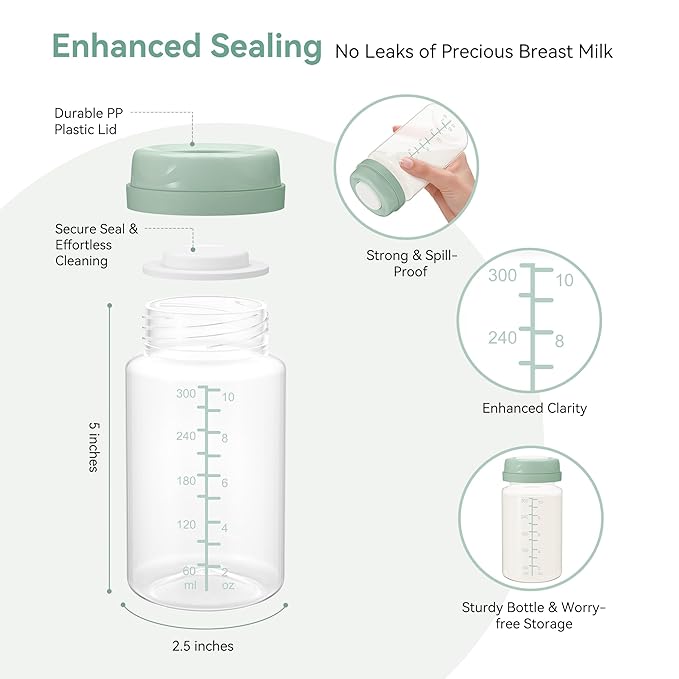 10oz Breastmilk Storage Bottle for Momcozy Milk Cooler 22oz, Breast Milk Cooler Bottles for Fridge, Wide Neck Pump Bottles Compatible with Spectra Motif Luna, Travel Breastfeeding,4PCS