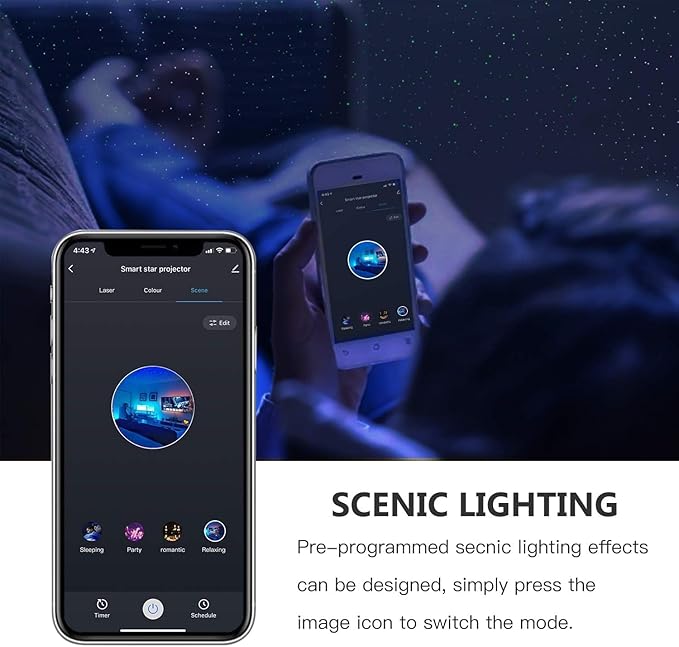 Star Projector Lights, Galaxy Projector for Bedroom, Smart APP & Voice Control Galaxy Lamp,Ceiling Night Light Compatible with Alexa & Google Home,Room Decor for Kids Adults-Black