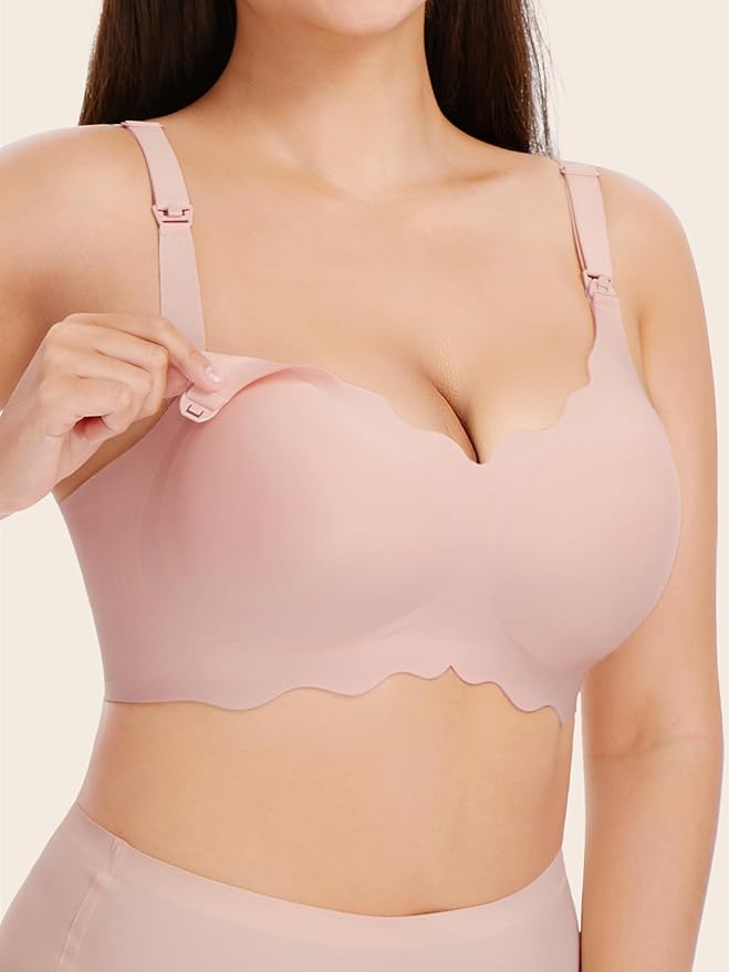 Angelhood Nursing Bras for Breastfeeding Ultra Comfort Seamless Maternity Bra Wireless Pregnancy Bralette with Bra Extender
