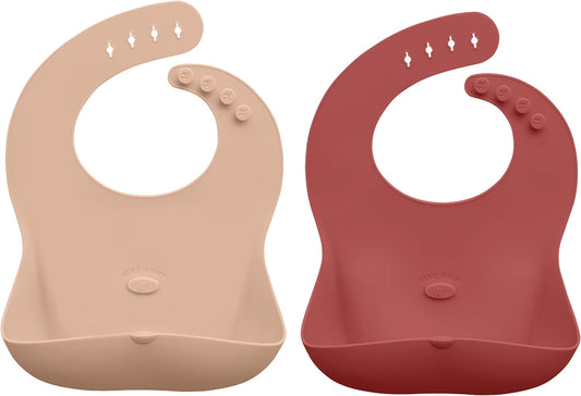 Abiie Ruby Wrapp Silicone Bibs for Babies with Front Pocket - Waterproof Bib - Stain Resistant - Silicone Toddler Bibs