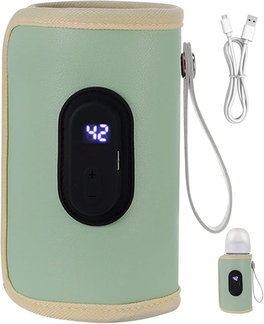 Portable Baby Bottle Warmer Portable Bottle Warmer 18W Quick Heating Baby Bottle Warmer Temperature Adjustable USB Baby Bottle Heater for Home Family Green