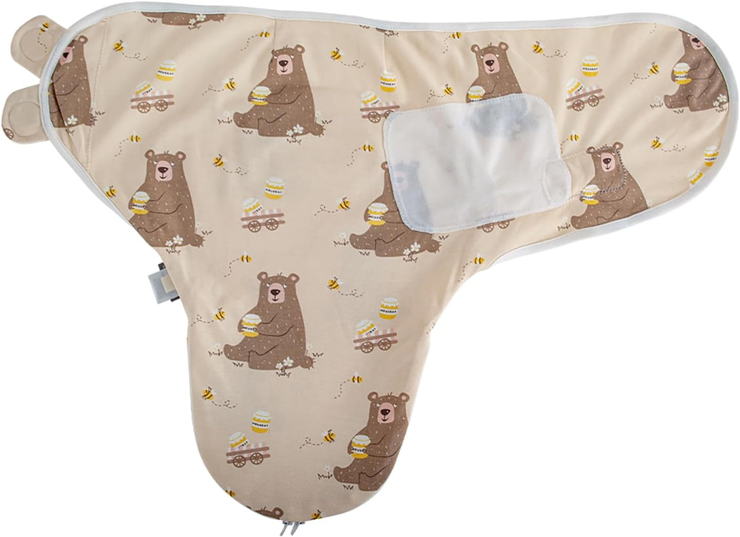 HOUSBAY Baby Swaddle Blanket Boy Girl Super Soft Material Newborn Adjustable Swaddles 2-Way Zipper Sleep Sack 1 Pack (Honey Bear, Medium/Large | 3-6 Months)
