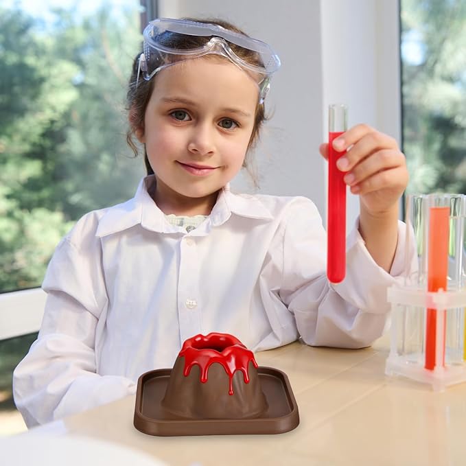SAFIGLE 25Pcs Volcanic Model School Figure Model Experiment for Volcano Science Kit Volcano Eruption Toy DIY Demonstration Props DIY Experiment Educational Toy Stem Activity for Ages 4 to 6 Group
