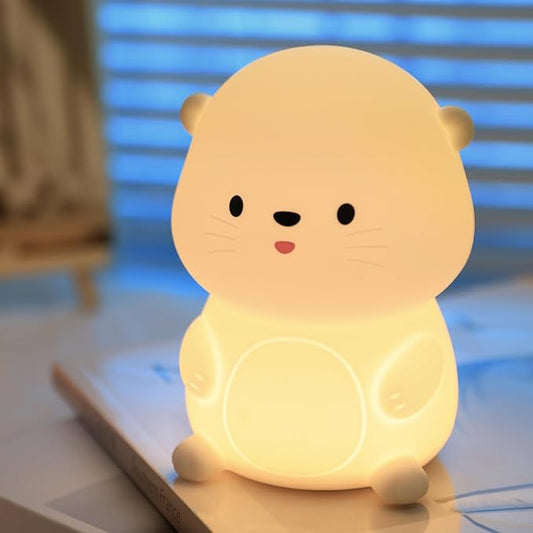 Cute Otter Night Light, LED Squishy Night Lamp, Dimmable Nursery Nightlight for Kids, Rechargeable Timer Touch Lamp, Dorm Decor, Kids Funny Gifts (Otter)