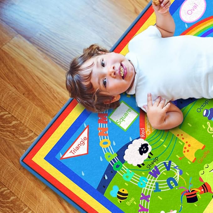 Baby Play Mat 79" X 58",Extra Large Baby Mat for Floor,Soft Plush Cushion Baby Crawling Mat,Foldable Foam ABC Playmats for Babies and Toddlers,Thicken Baby Playpen Mat Activity Mat Baby Rug