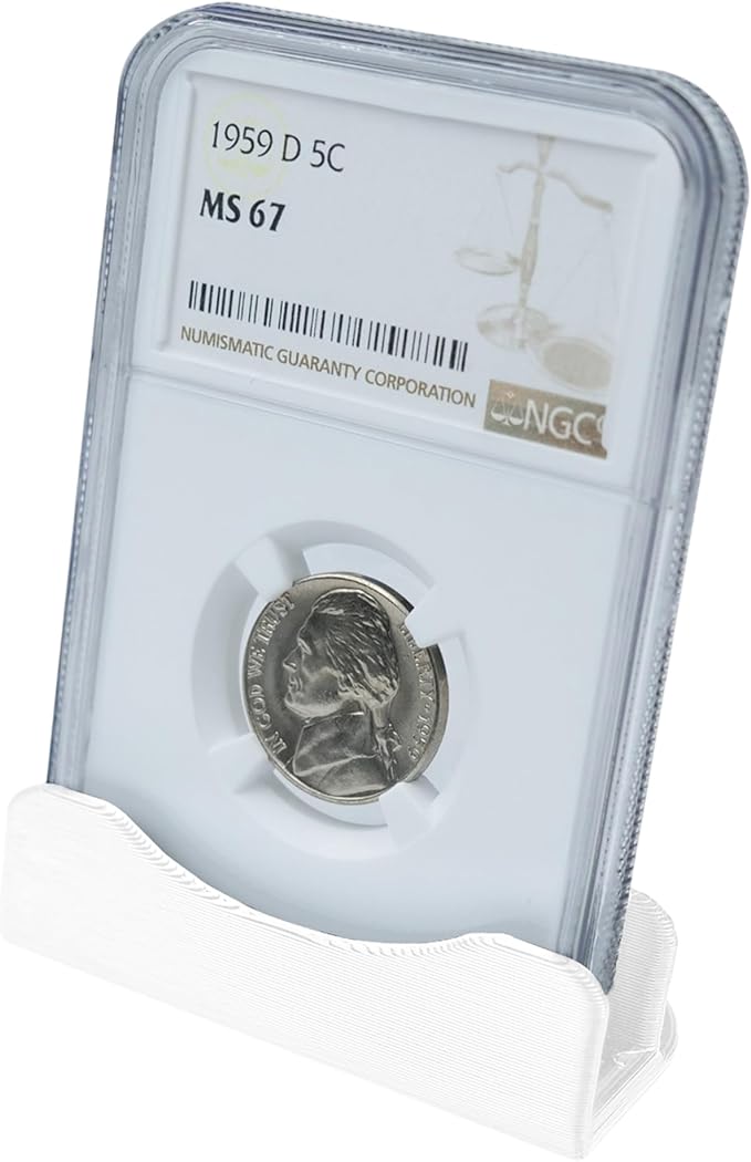 10-Pack Coin Display Stand, PCGS & NGC Slab Holders (White)