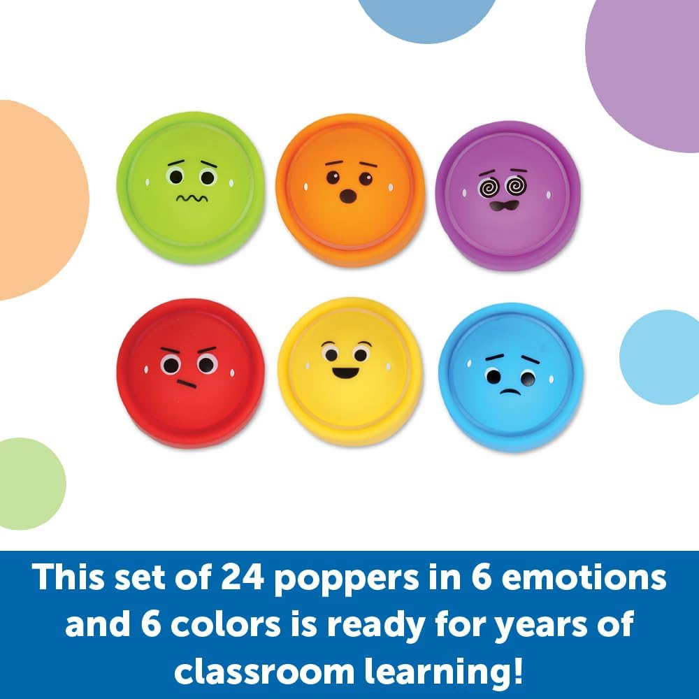 Learning Resources Emotion Fidget Poppers Classroom Set - Social Emotional Classroom Learning Activities for Kids Ages 3+, Montessori Calming Toys, Birthday Gifts for Boys and Girls Back to School