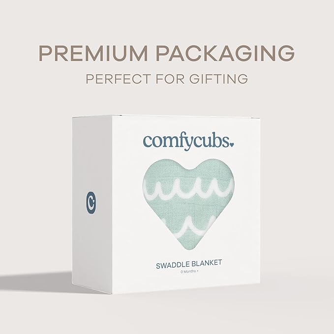 Comfy Cubs Muslin Swaddle Blankets Pack of 1 - 47 x 47 Inch Soft Cotton Baby Blanket Set, Large Multipurpose Wraps for Newborns - Self-Soothing Swaddles for Newborns - Green Doodle