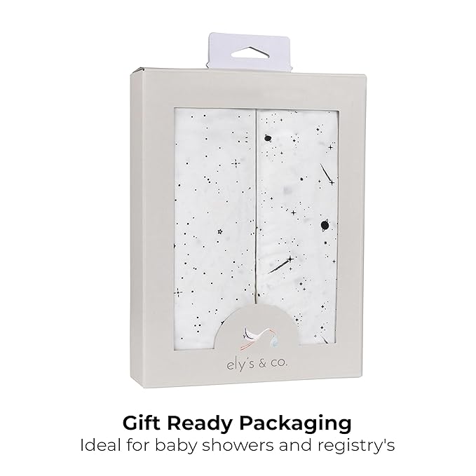 Ely’s & Co. Pack and Play Sheets, for Mini/Portable Crib, 2 Pack Fitted Playpen Play Yard Sheet Set Compatible with Graco Pack n Play, 100% Cotton, Black and White Celestial, 38”x24”x5”