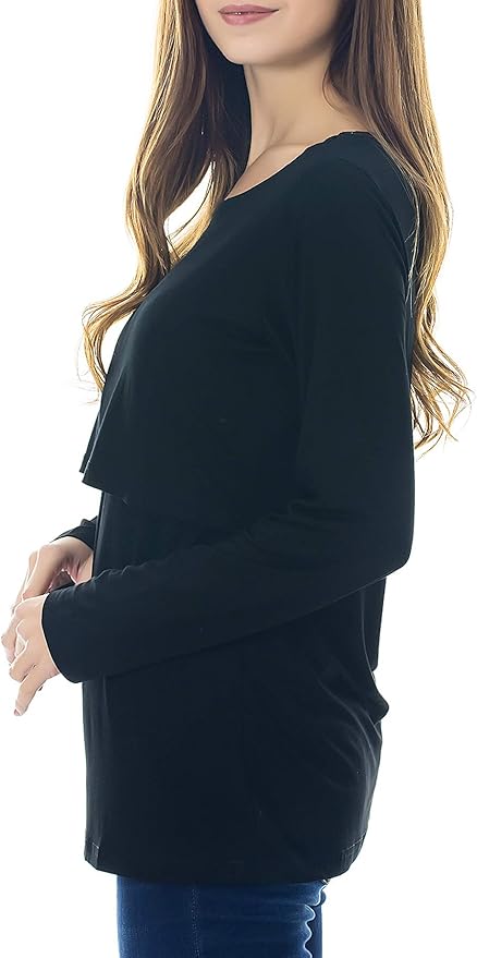 Smallshow Women's Maternity Nursing Tops Comfy Long Sleeve Breastfeeding T-Shirt