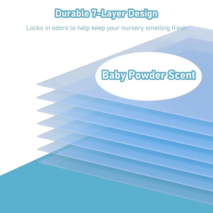 Jumbo Square Refills Disposal Bags Refill (Baby Powder Scent) Compatible with Diaper Genie Classic, Compact and Select Pails, Hold Up to 810 Newborn-Sized Diapers Per Refill, 4 Packs