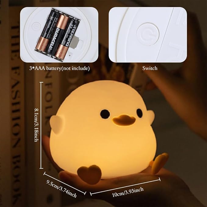 DoDo Duck Night Light, LED Cute Silicone Dimmable Nursery Lamp, Touch Sensor Lamp, RGB & Warm White Light for Kids, Bedrooms, Dorm Decor, and Gift Ideas(Battery)