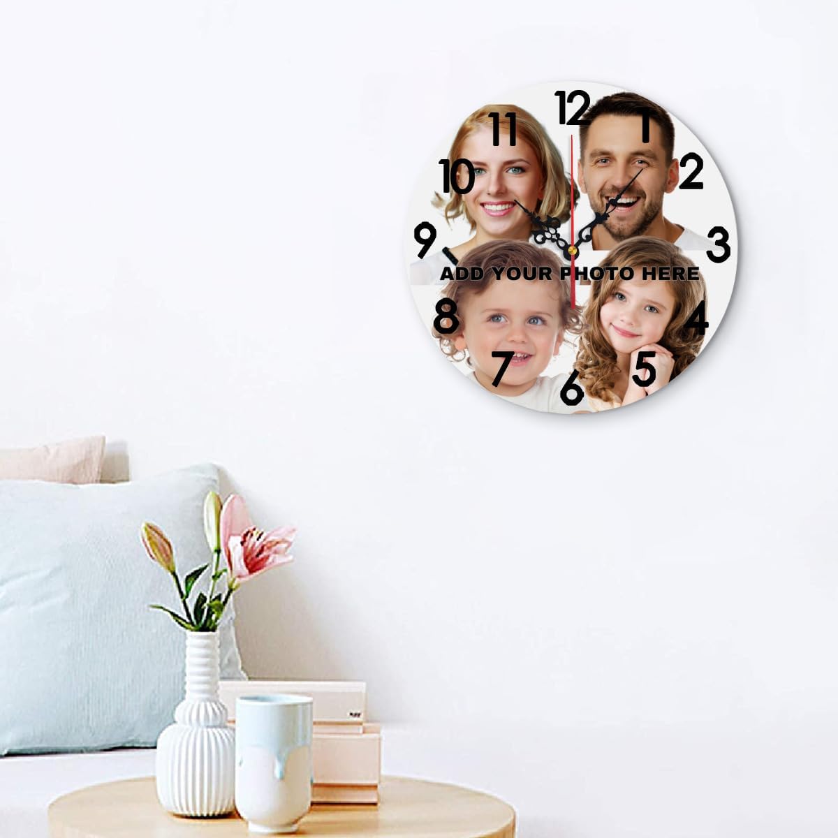 Generic Custom Wall Clock Personalized Picture Hanging Time Clocks Customize Gifts for Kitchen Bathroom Home Wedding Friend Family Lover, 12x12Inch