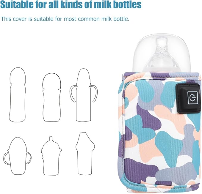 Toyvian 1Pcs USB Baby Bottle Warmer 3 Gears Temperature Adjustable Bottle Warmer, Insulated Milk Bottle Bag Portable Breastmilk Warmer Bag