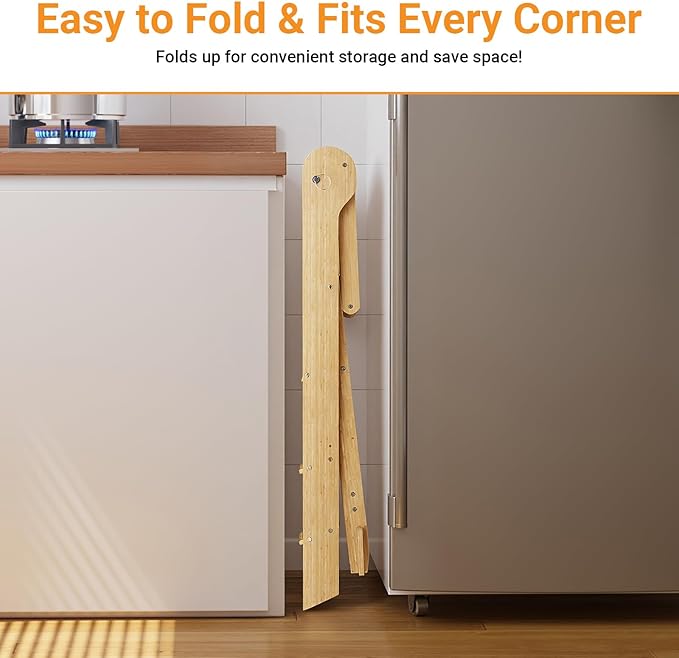 COSYLAND Foldable Toddler Kitchen Stool Helper - Height Adjustable Standing Tower for Bathroom Sink or Kitchen Counter - Step Stool for Toddlers Ages 18 Months to 6 Years Natural