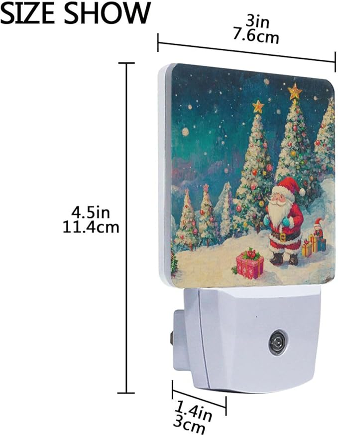 Aslsiy Night Light for Kids Christmas Night Fairy Santa Trees Plug in Wall Lamp LED Dusk to Dawn Sensor Energy Saving Nightlight for Boys Girls Men Women