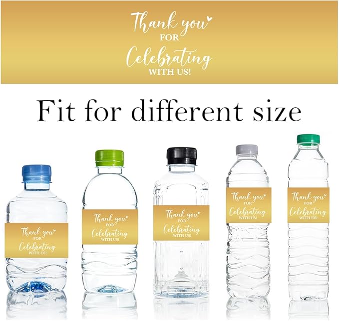 100PCS Wedding Water Bottle Labels Waterproof Greenery Floral Wraps Sticker for Water Bottle Baby Shower Bottle Label for Bridal Shower Party Welcome（Glod）