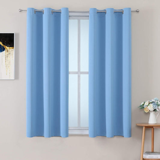 ChrisDowa Grommet Room Darkening Curtains for Bedroom and Living Room - 2 Panels Set Thermal Insulated Blackout Curtains (Sky Blue, 42W x 63L)