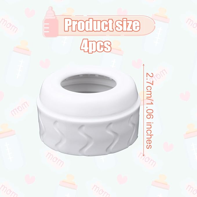 4pcs Bottle Nipple Collars Rings, Compatible with Dr. Brown's Narrow Plastic & Glass Bottles Bottles 4oz & 8oz No Leak or Spills Replacement Bottle Nipple Ring Collars Baby Feeding Accessories