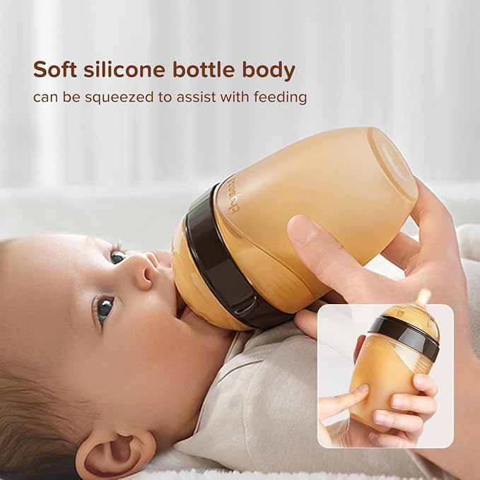 Thyseed Silicone Natural Breast-Like Bottle with Nipple(0-3 Months),8oz，1pack