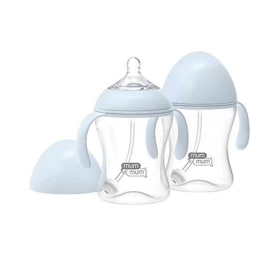 Self Grip Baby Bottles 8oz with "L" Flow Rate Nipples for 6-12 Months, 2 Pack, MM106AA