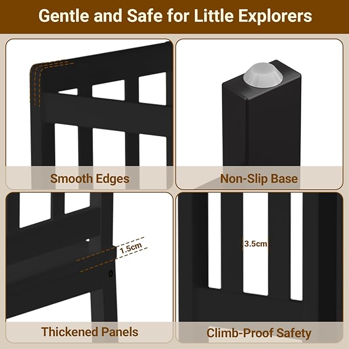 COSYLAND Kitchen Step Stool for Toddlers – Stable A-Frame Design Kids Standing Tower with Protective Crossbar – Wooden Learning Stool for Kitchen Island Counter, Bathroom (Black)