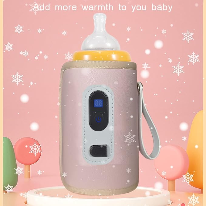 USB Baby Bottle Warmer with LCD Screen, Heating,Temperature, Portable Milk Bottle Heater for Travel, Car, Plane ()