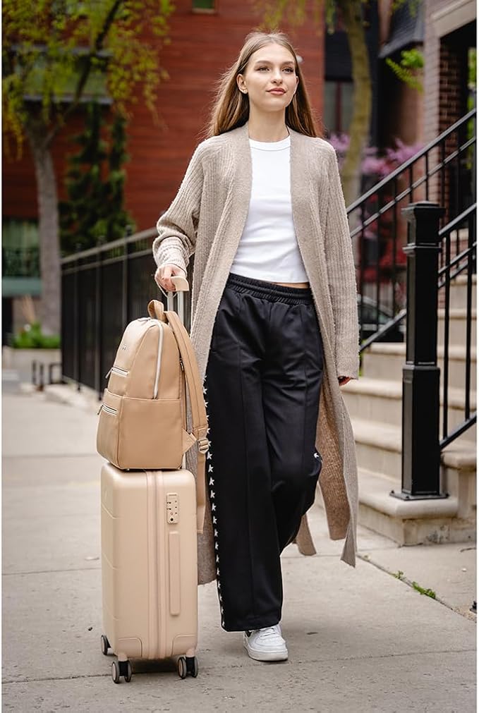 Itzy Ritzy Eras Diaper Bag Backpack – Large Capacity Backpack Diaper Bag Featuring Sleek Design, 15 Pockets, Changing Pad, Stroller Straps, and Luggage Sleeve (Chai)